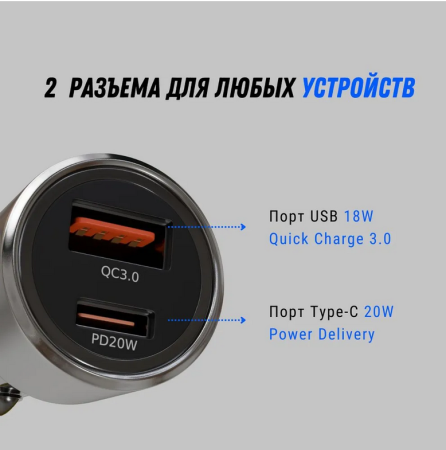 АЗУ блок 3A, 20W 1USB+1Type-C Depod DCA-001 Black