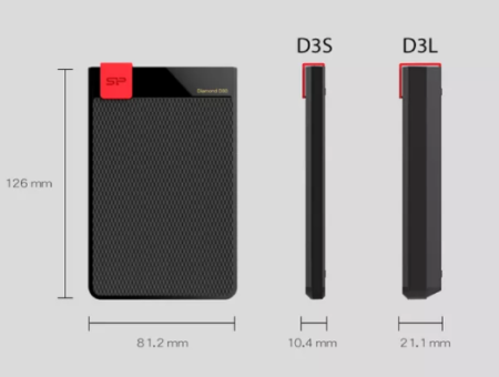 Внешний жесткий диск HDD Siliсon Power  2 TB  D30 Diamond Slim, чёрный, 2.5", USB 3.1