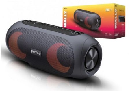 Колонка Perfeo "WALLY" 20W, MP3 USB, FM, AUX, MIC, TWS, LED, 6000 мАч, черная