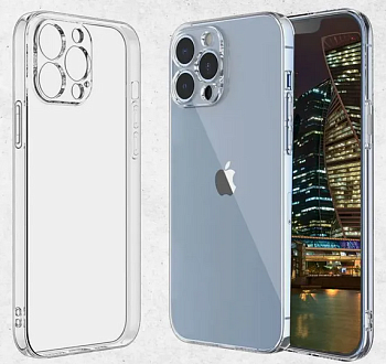 Накладка IPhone 14 pro прозрачная силиконовая закрытая камера