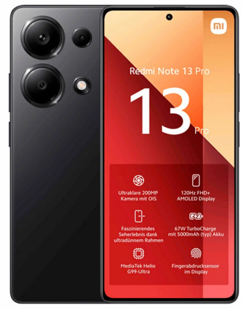 Смартфон Xiaomi Redmi Note 13 pro 4G 12/512Гб Global, Dual nano SIM, Midnight Black