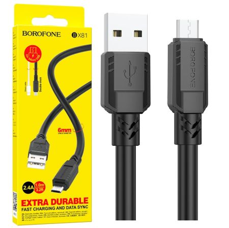 Кабель micro USB - USB 2.4A Borofone BX81 1m Black